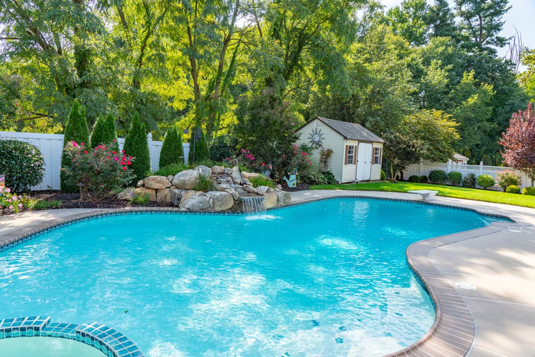 Pool after the waterfall renovation, Multnomah – West Deptford, NJ