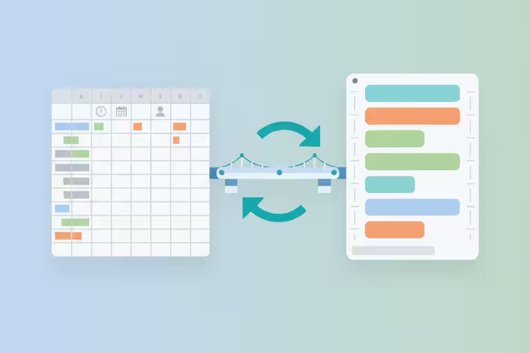 Two-way sync between a spreadsheet schedule and a shared scheduling app.
