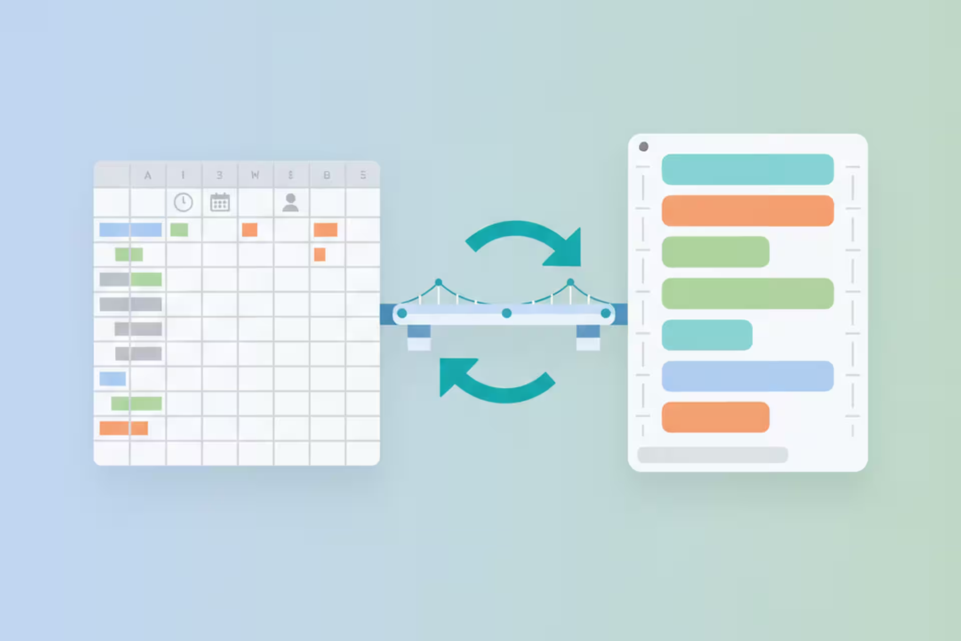 Two-way sync between a spreadsheet schedule and a shared scheduling app.