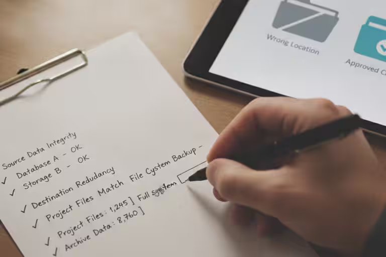Backup checklist verifying that files landed in the correct cloud destination.