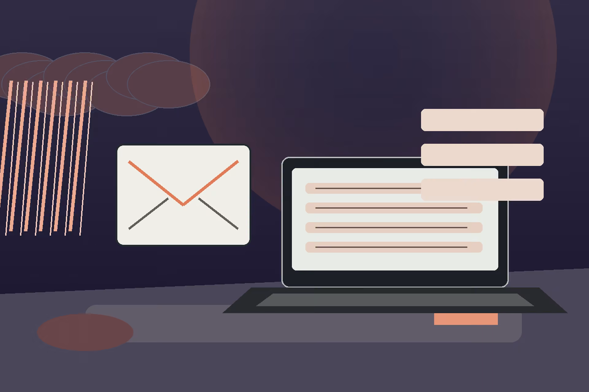 Business email deliverability checklist with DNS records and inbox routing on a contractor desk.