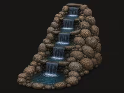 Natural stone multi-tier waterfall illustration