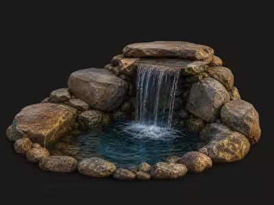 Natural stone one-tier waterfall illustration