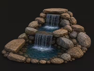 Natural stone two-tier waterfall illustration